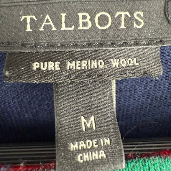 Talbots Medium 100% MERINO WOOL Rhinestone Christmas Dogs Poodle Sweater Top - Picture 2 of 7